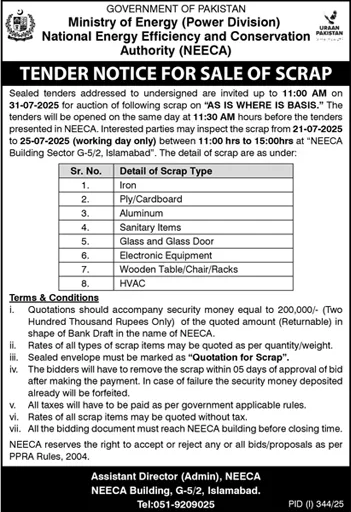 National Energy Efficiency & Conservation Authority Islamabad Tender Notice